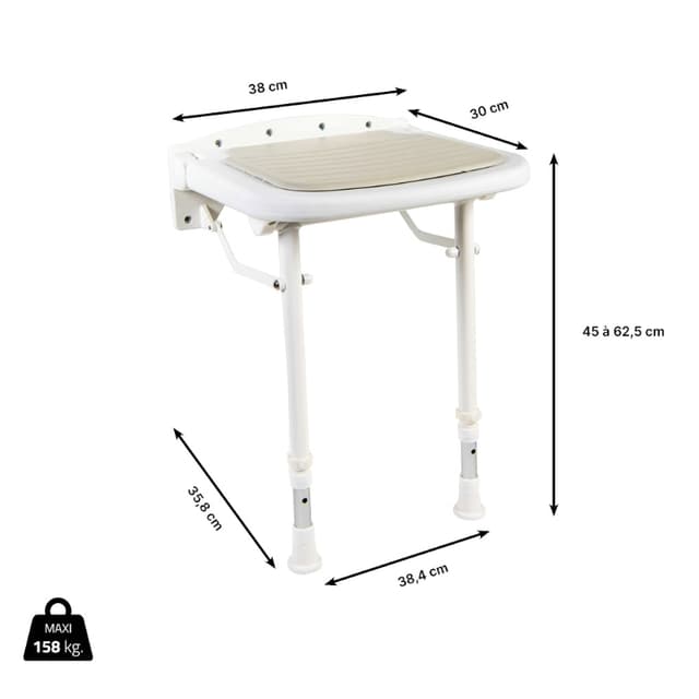 Siège de douche mural Lagon Confort, coussin lavable, vue 2